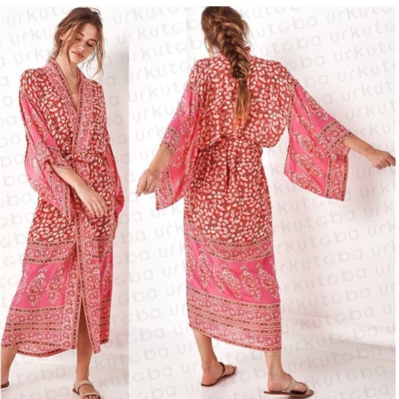 Red chiffon Boho Long Wrap Cover up chiffon - Picture 2 of 16